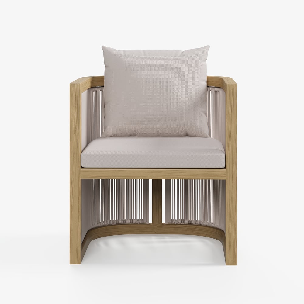Ensemble de 2 chaises de salle à manger Wevara noyer et flocons d'avoine en aluminium et cordes image de fenêtre