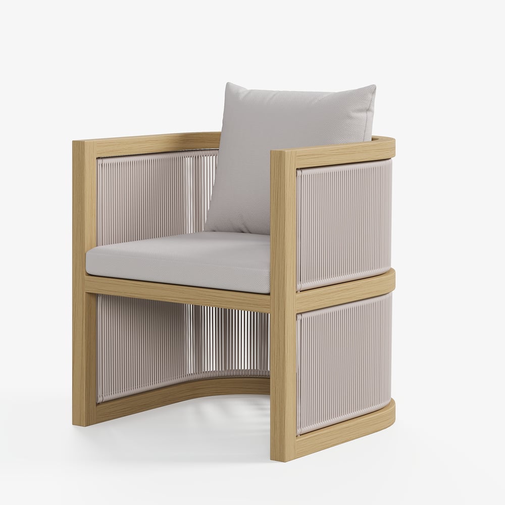 Ensemble de 2 chaises de salle à manger Wevara noyer et flocons d'avoine en aluminium et cordes image de fenêtre