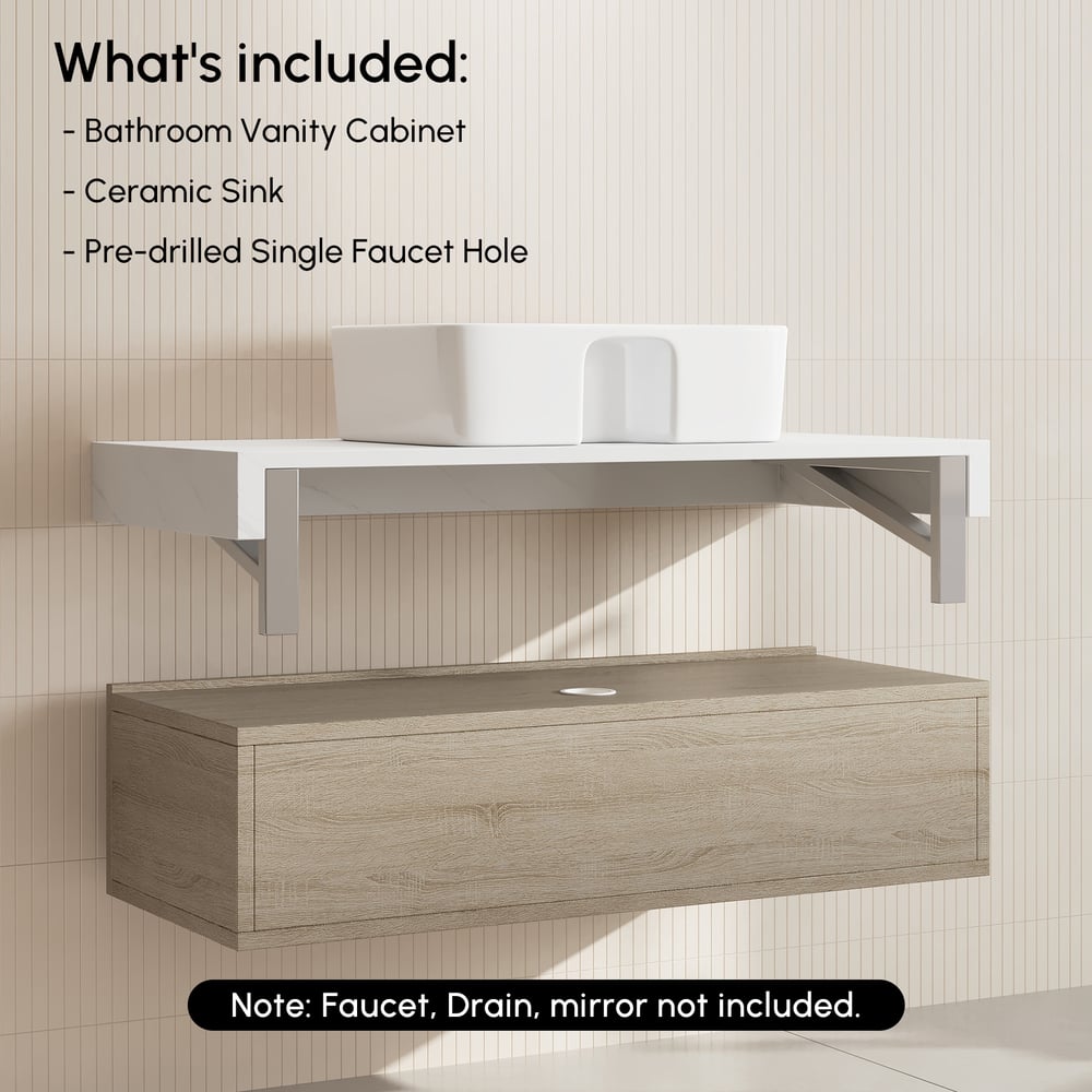 Modena 39.3" Floating Single Bathroom Vanity with Sink, Sintered Stone Top window image
