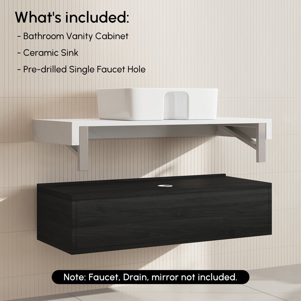 Modena mobile bagno sospeso singolo da 100 cm con lavabo e piano in pietra sinterizzata Immagine della finestra