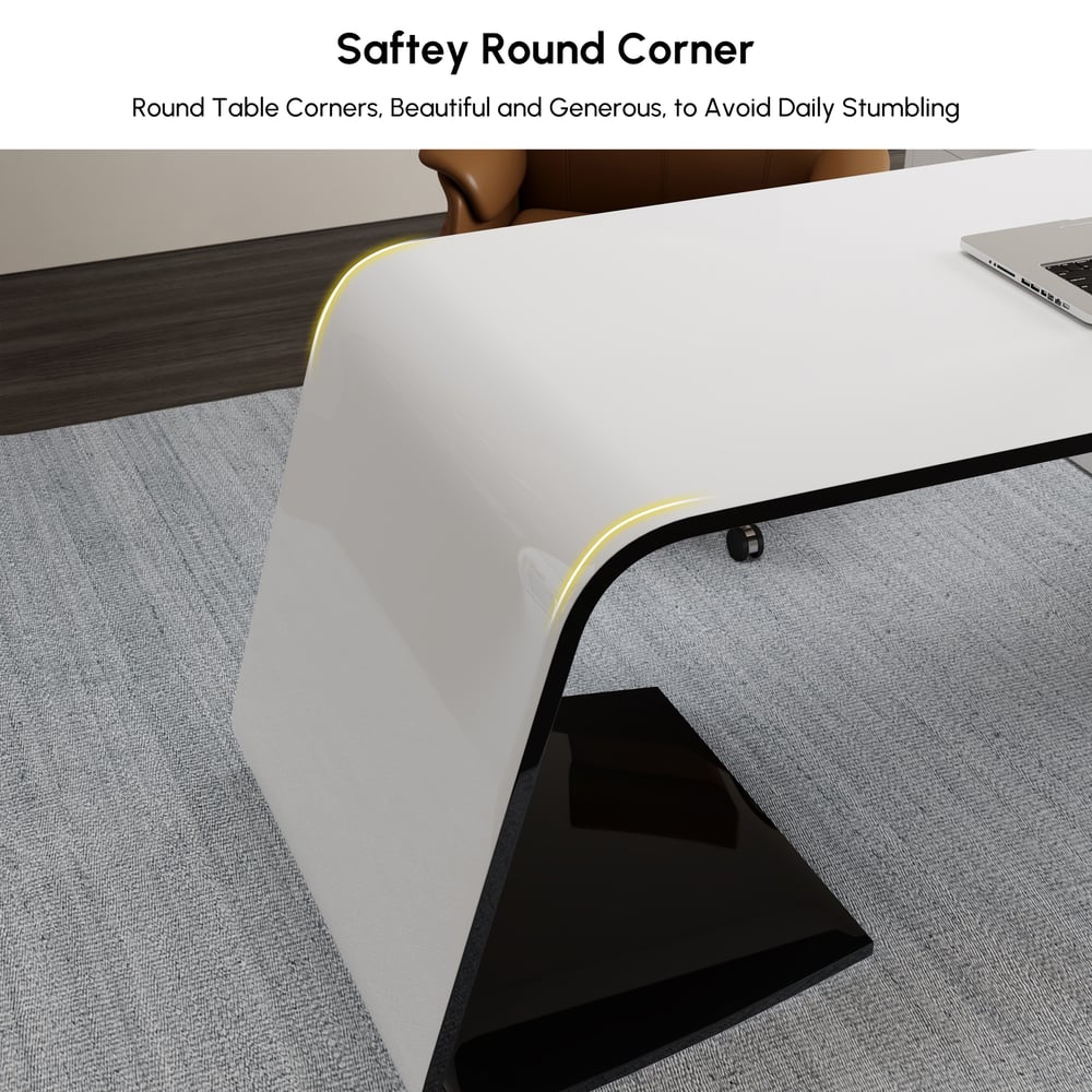 L-Shaped Left Hand Modern White Office Desk with Storage window image