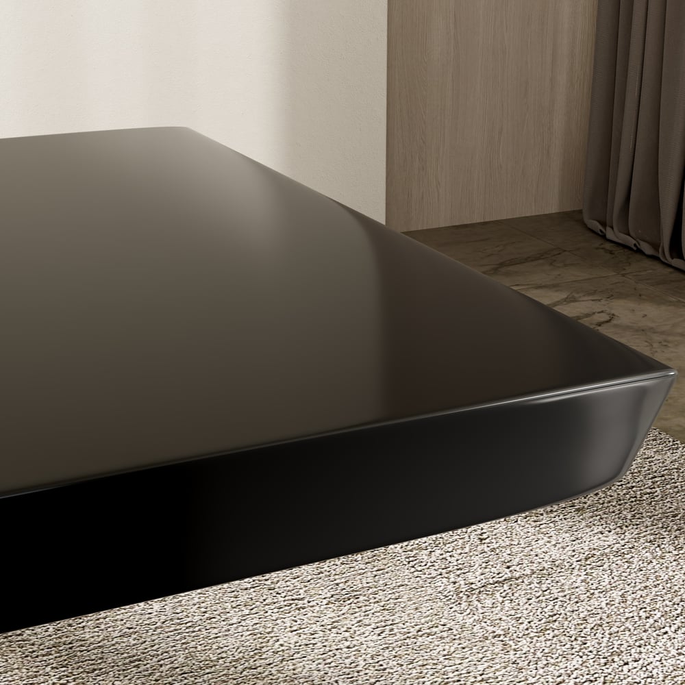 Modern 71" Rectangular Black Writing Desk with Arched Base window image
