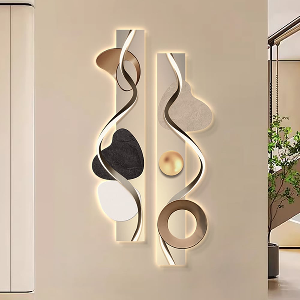 39.4" Modern Abstract Geometric Multi-color Acrylic Wall Art with LED Backlighting window image