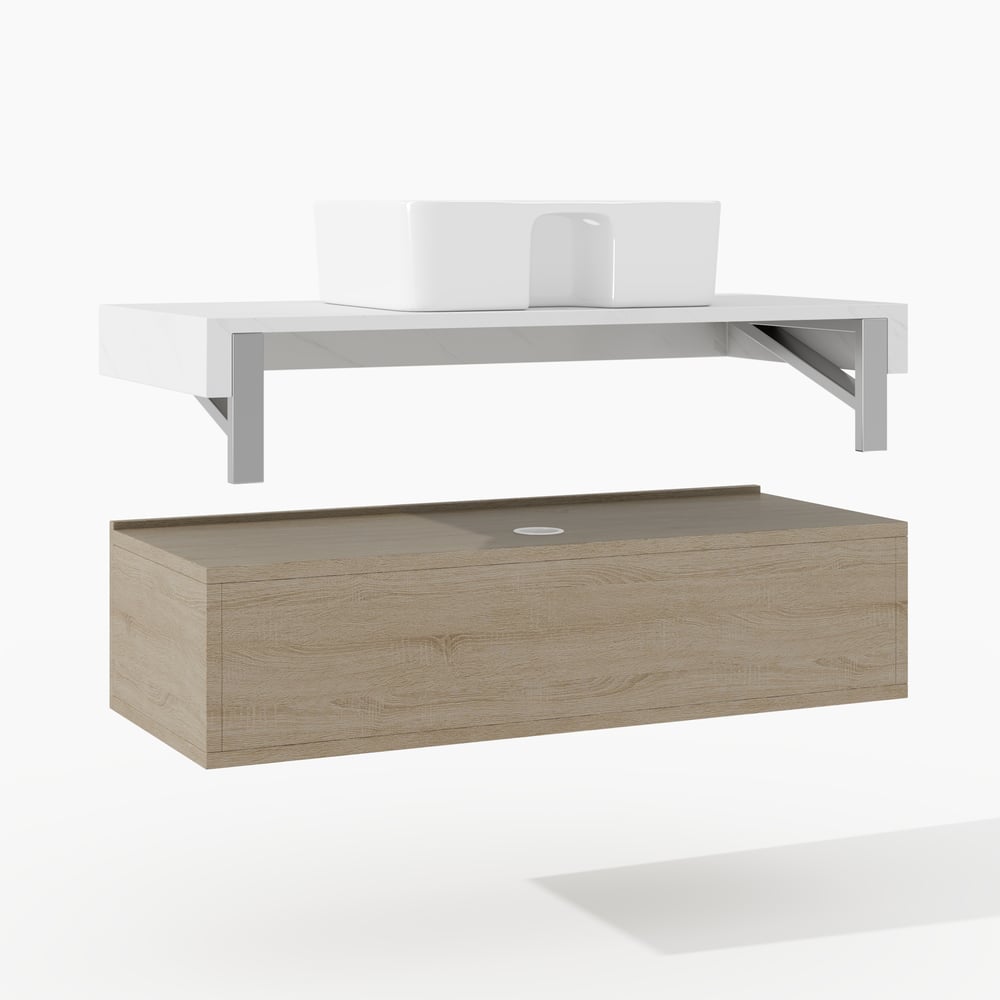 Modena 39.3" Floating Single Bathroom Vanity with Sink, Sintered Stone Top window image