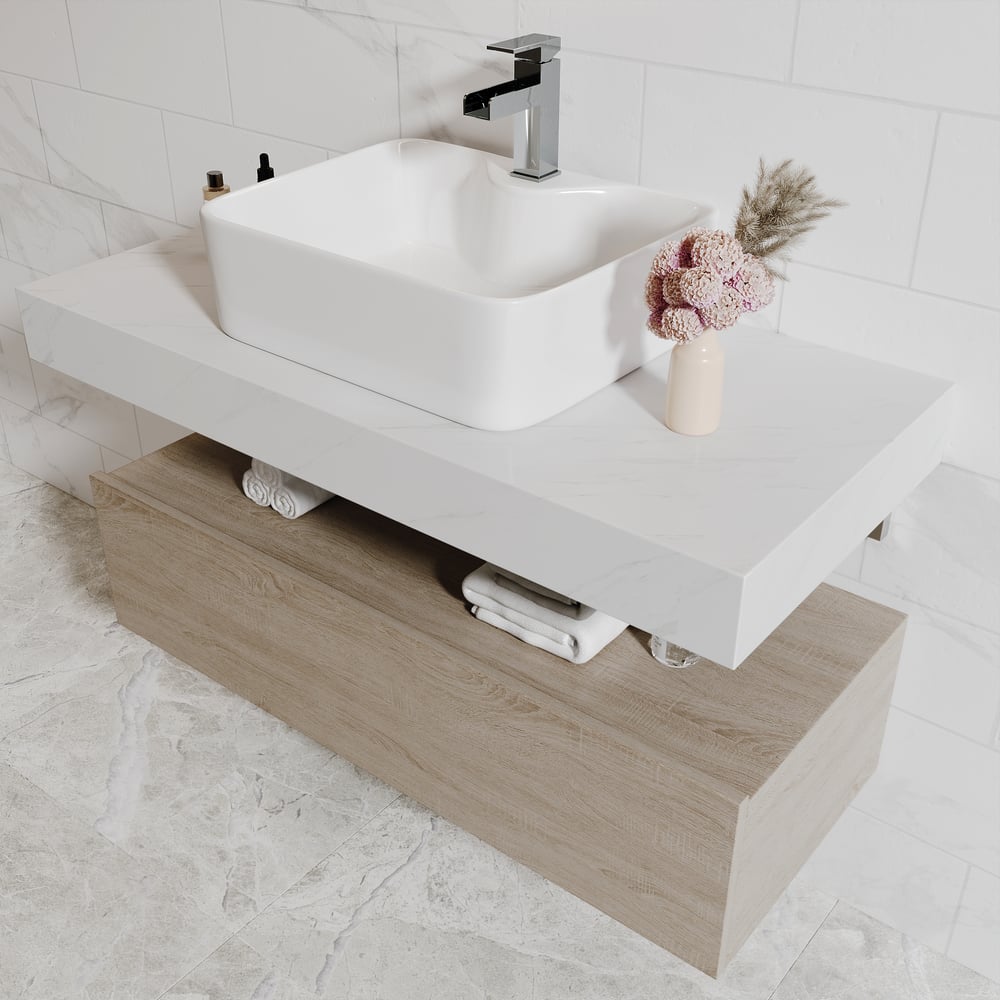 Modena 39.3" Floating Single Bathroom Vanity with Sink, Sintered Stone Top window image