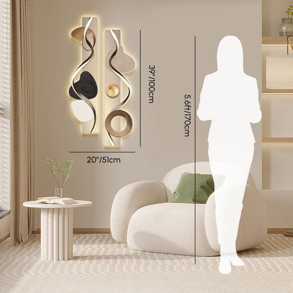 39.4" Modern Abstract Geometric Multi-color Acrylic Wall Art with LED Backlighting weights dimensions image