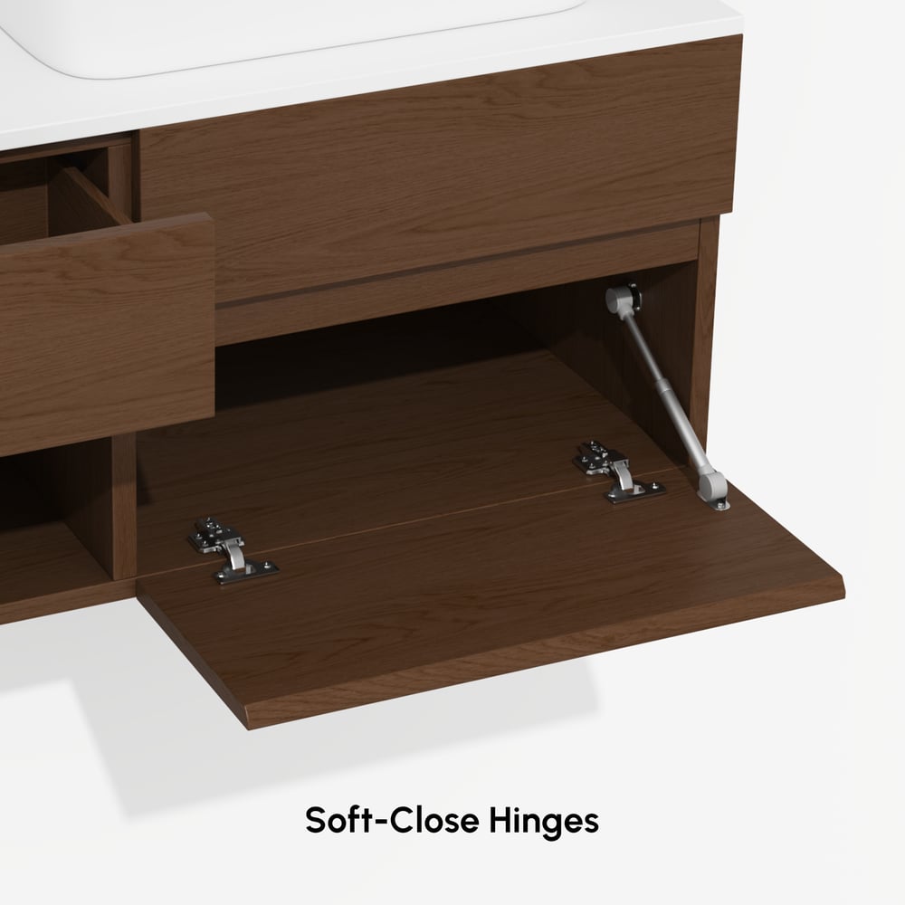 Modern 80 cm Floating Single Bathroom Vanity with Stone Resin Top, Ceramic Basin window image