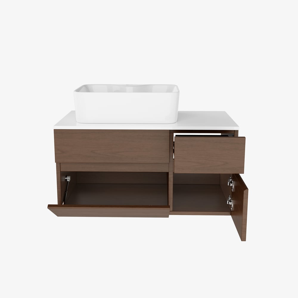 Modern 31.5" Floating Single Bathroom Vanity with Stone Resin Top, Ceramic Basin window image