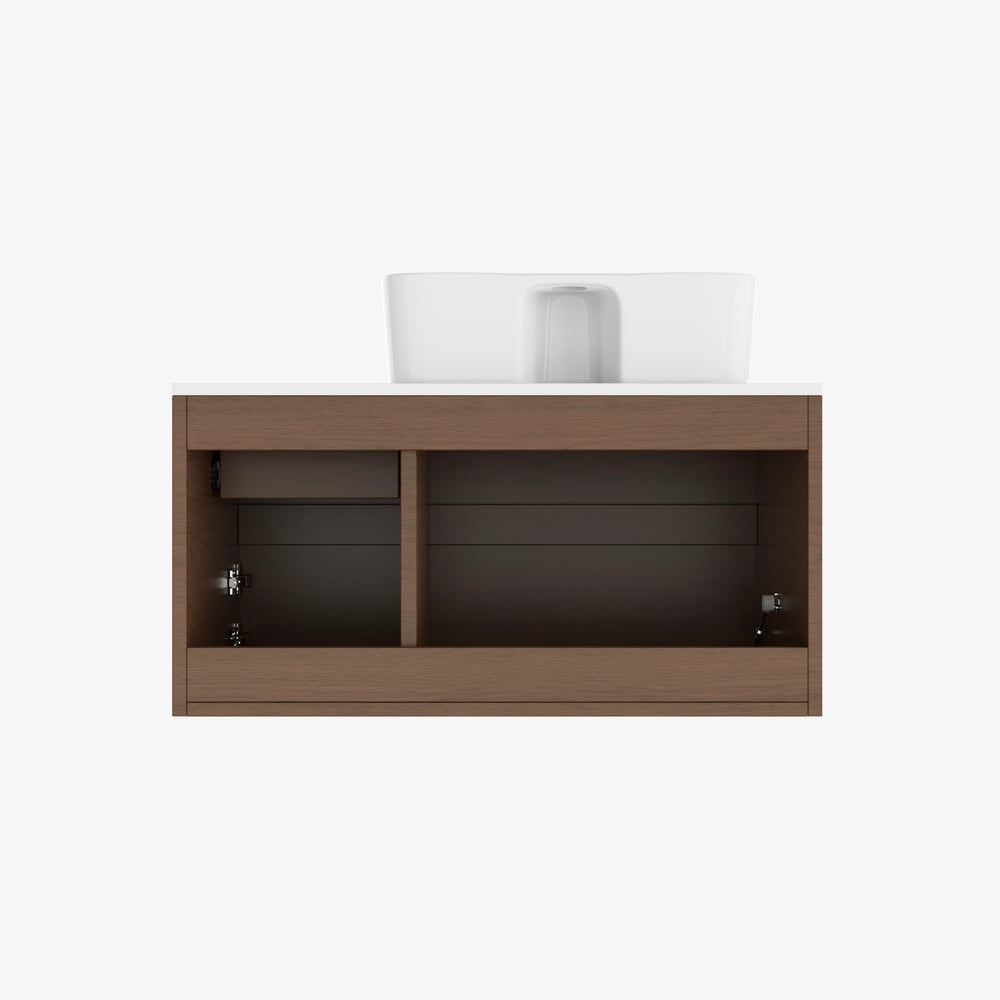 Modern 31.5" Floating Single Bathroom Vanity with Stone Resin Top, Ceramic Basin window image