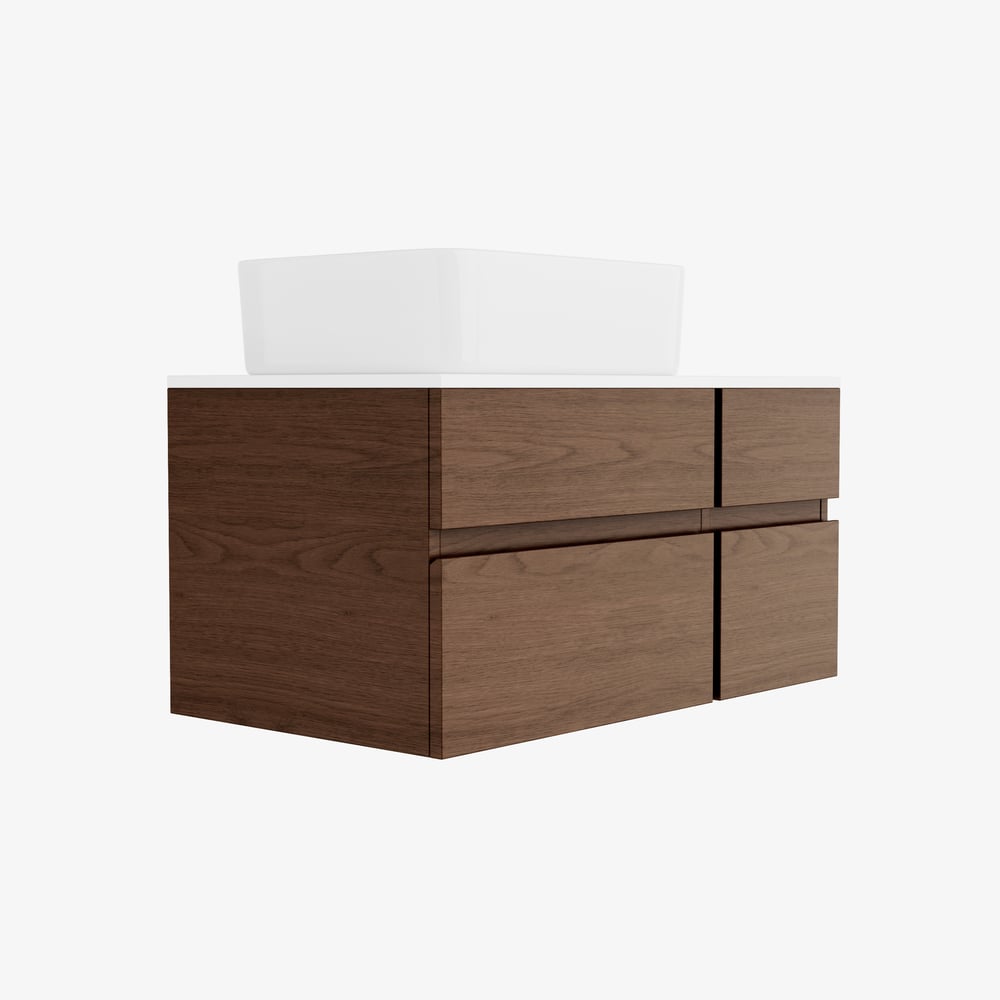 Modern 31.5" Floating Single Bathroom Vanity with Stone Resin Top, Ceramic Basin window image