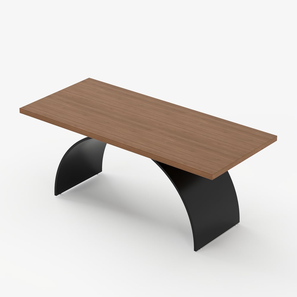Industrial 71" Rectangular Walnut Wood Desk with Metal Base window image