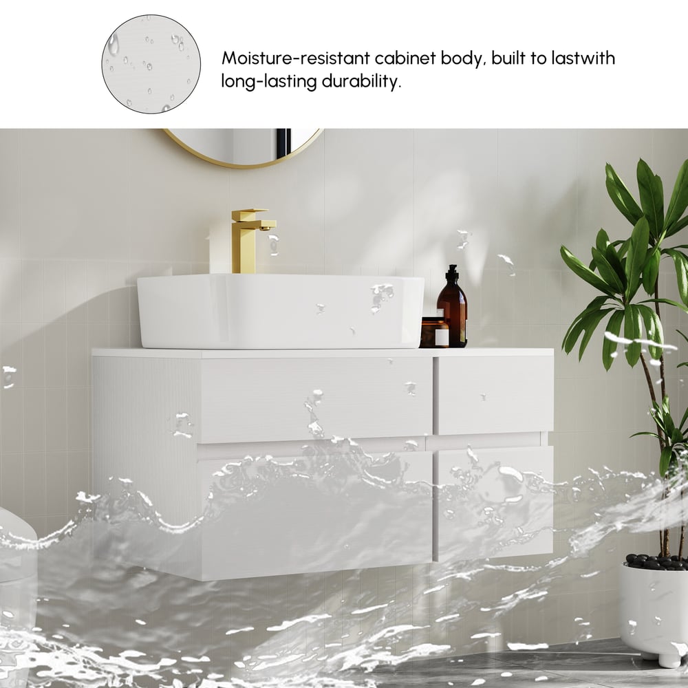 Modern 31.5" Floating Single Bathroom Vanity with Stone Resin Top, Ceramic Basin window image