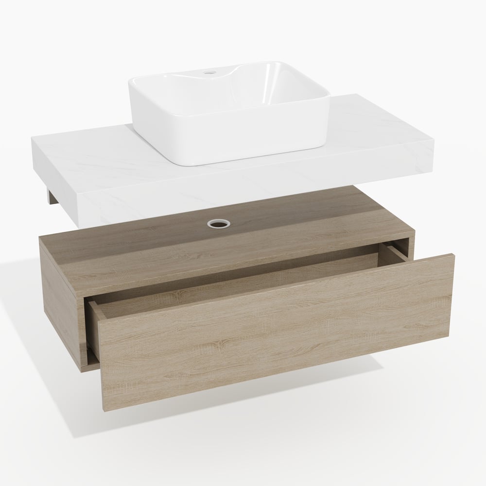 Modena 39.3" Floating Single Bathroom Vanity with Sink, Sintered Stone Top window image