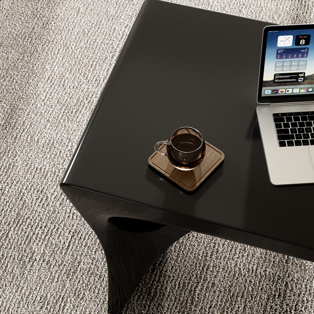 Modern 71" Rectangular Black Writing Desk with Arched Base window image