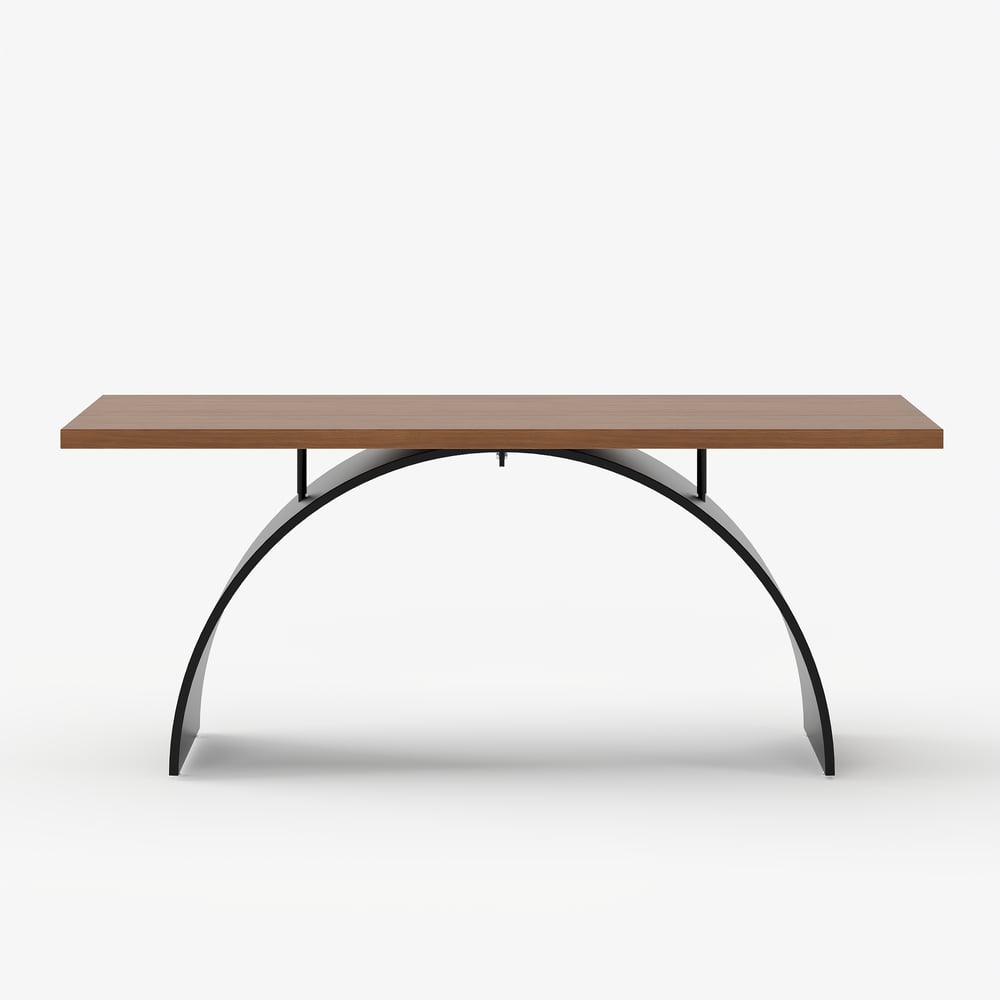 Industrial 71" Rectangular Walnut Wood Desk with Metal Base window image