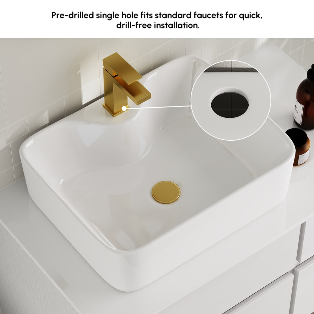 Modern 31.5" Floating Single Bathroom Vanity with Stone Resin Top, Ceramic Basin window image