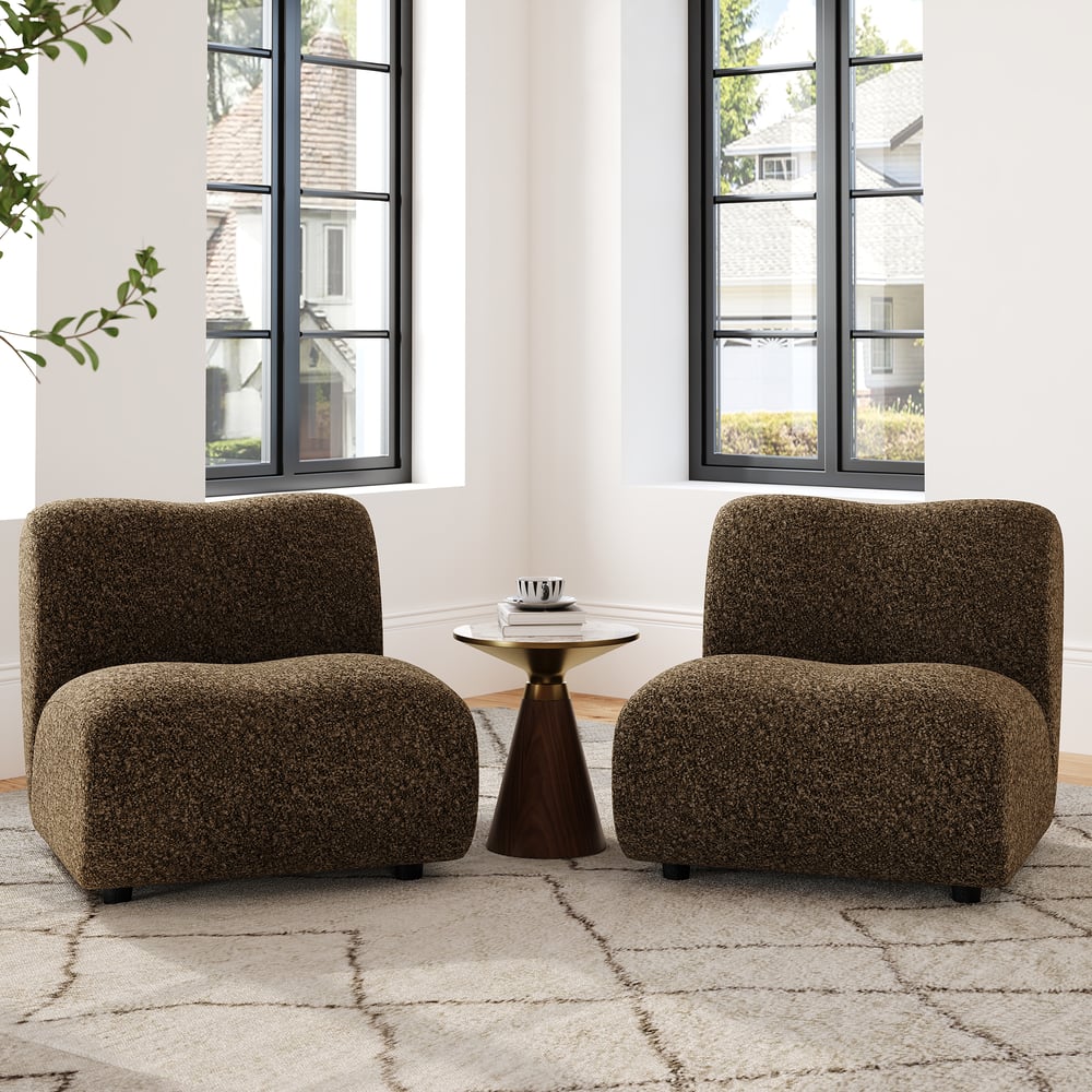 17" Performance Boucle Upholstered Curved Slipper Accent Chair window image