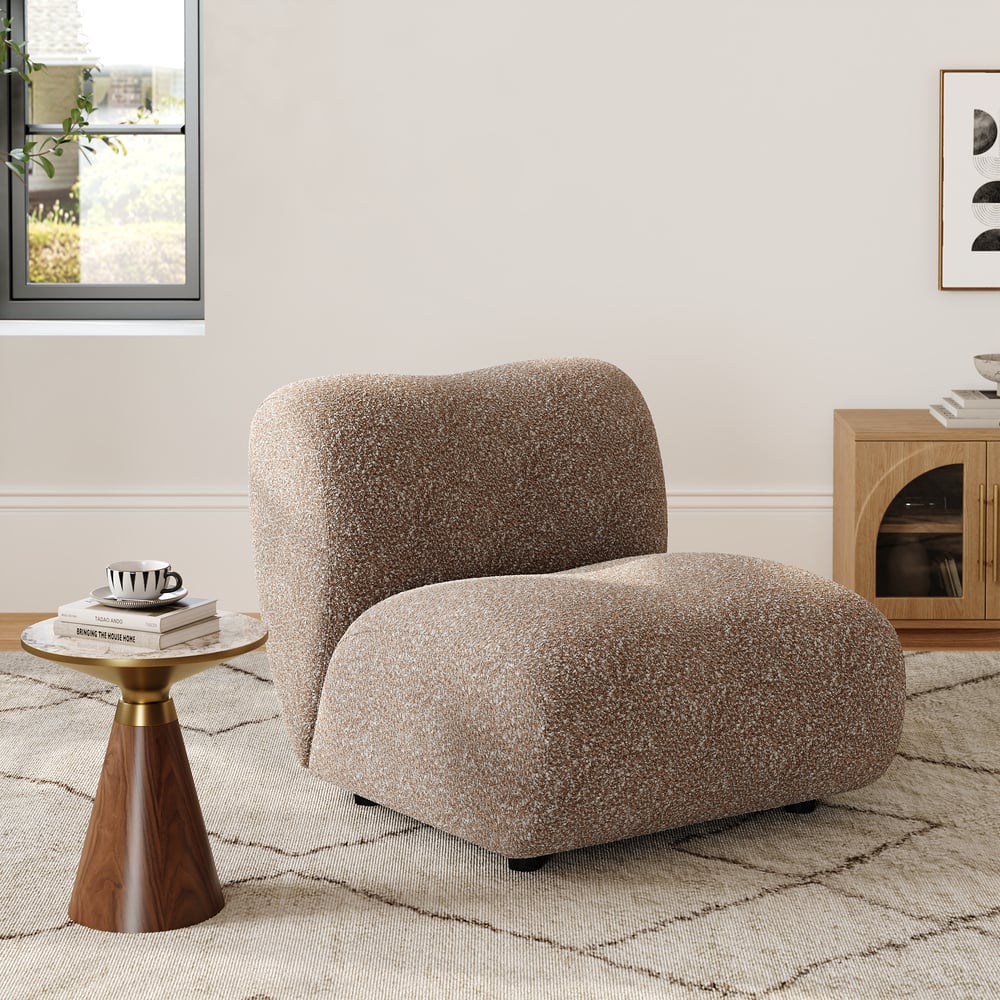 17" Performance Boucle Upholstered Curved Slipper Accent Chair window image