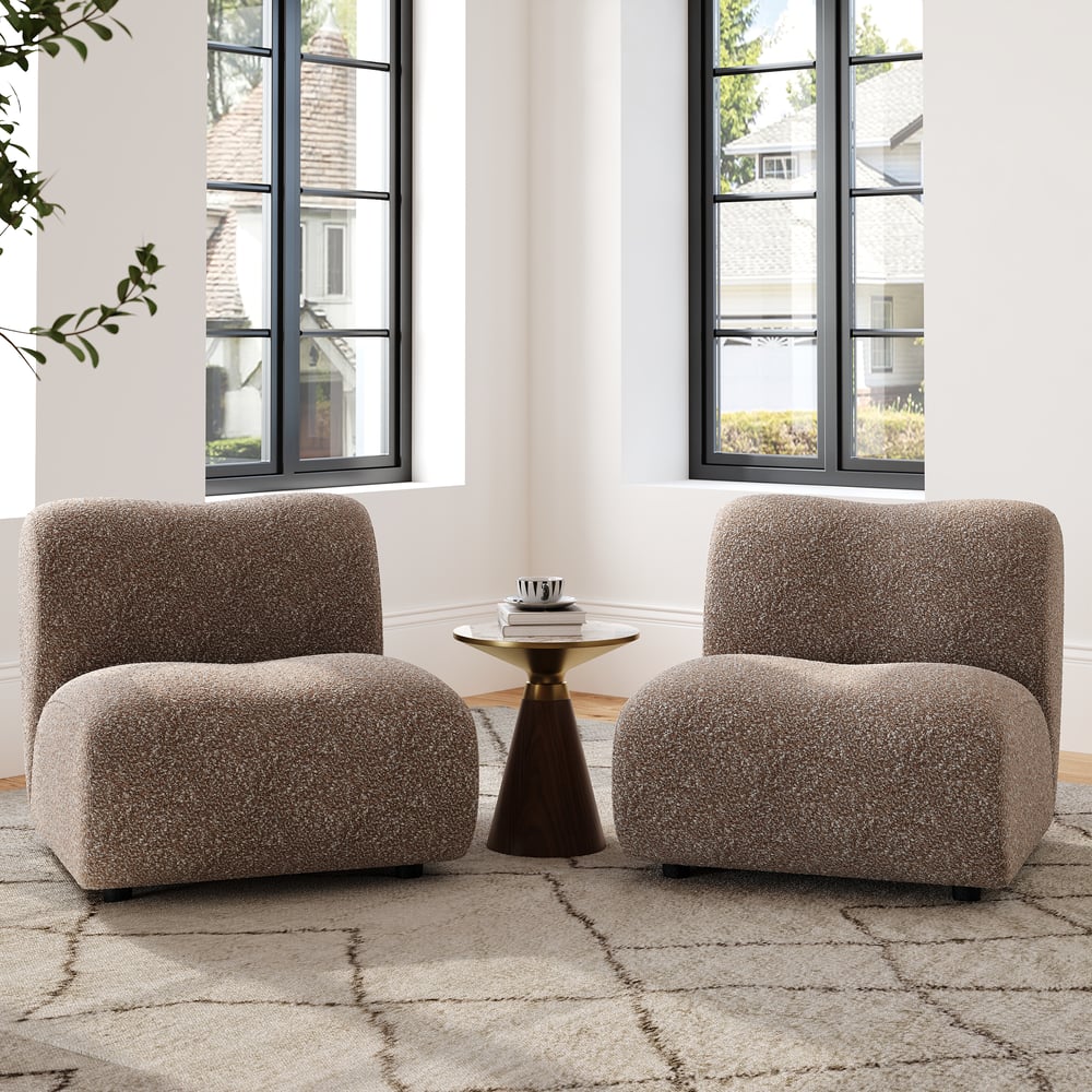 17" Performance Boucle Upholstered Curved Slipper Accent Chair window image