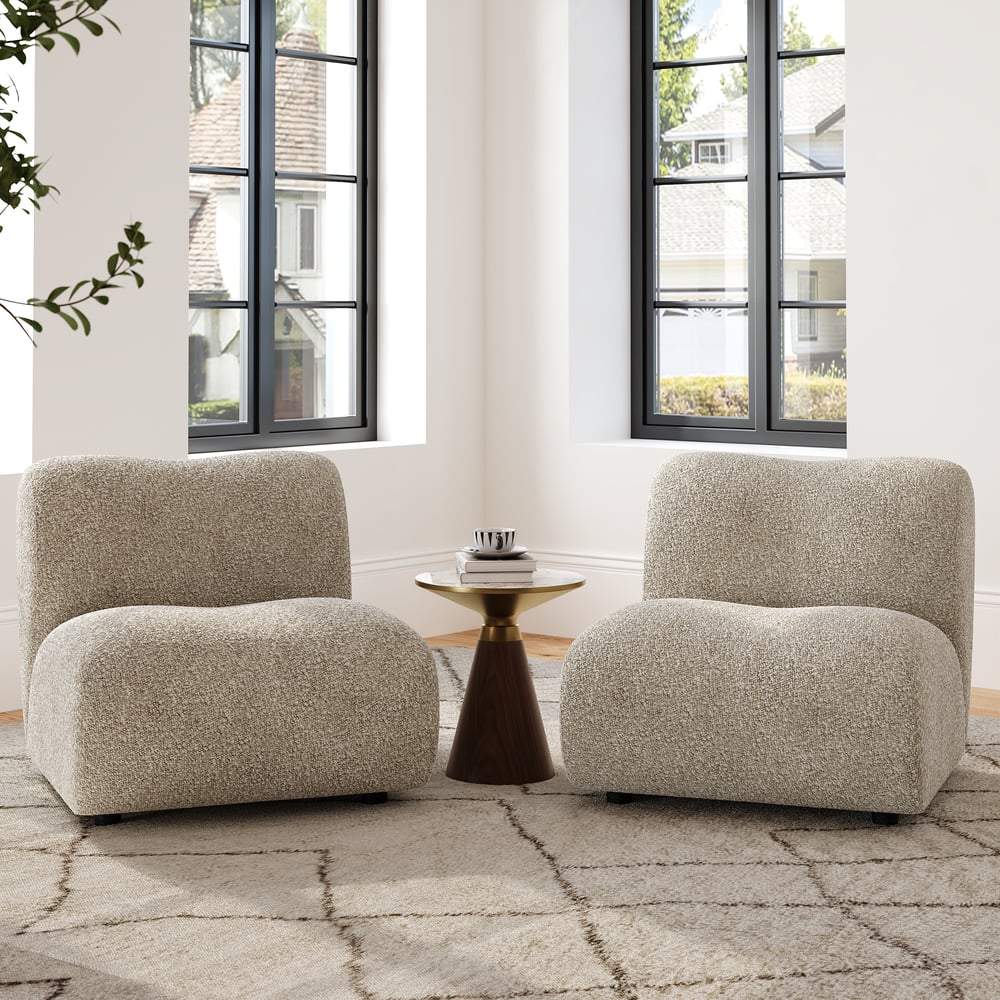 17" Performance Boucle Upholstered Curved Slipper Accent Chair window image