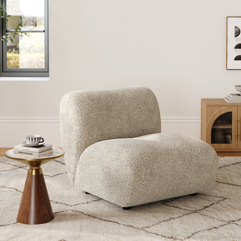17" Performance Boucle Upholstered Curved Slipper Accent Chair window image