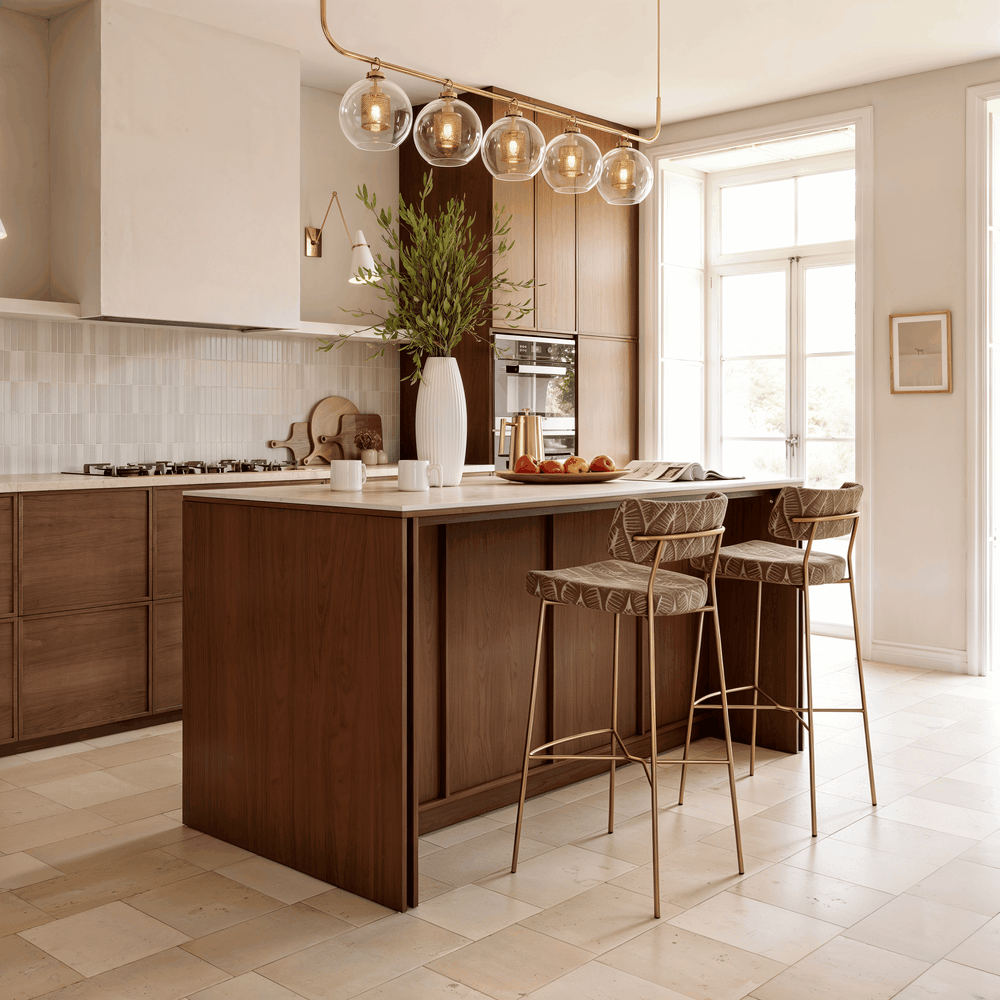 Modern 72" Faux Travertine Sintered Stone Kitchen Island with Storage & LED Light window image