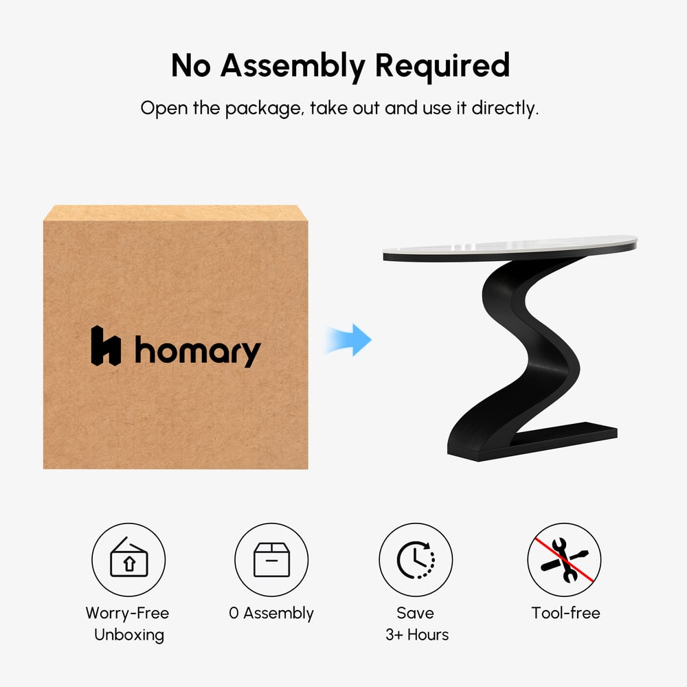 Moderní půlměsíční konzola s bílou deskou ze slinutého kamene, 100 cm obrázek okna