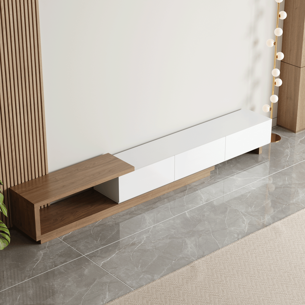 Quoint 71"-100" Extendable TV Stand with 3 Drawers window image