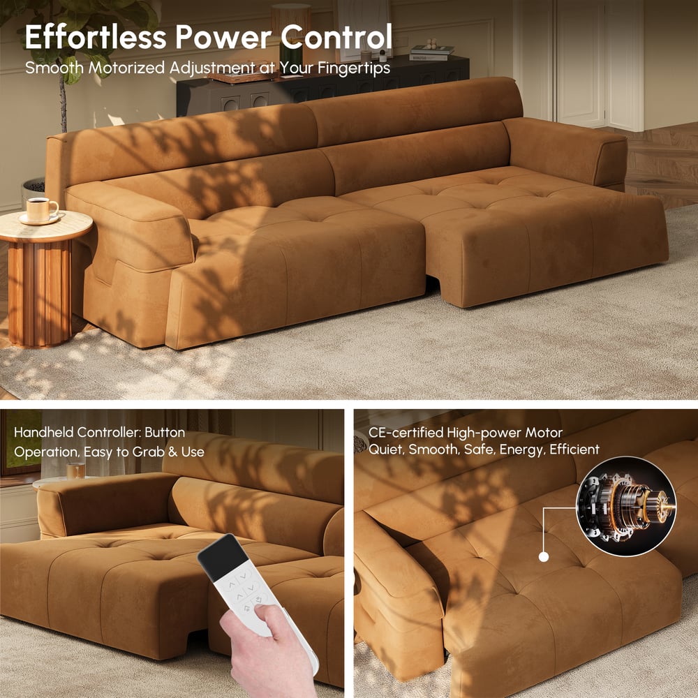 121" 2-Seater Performance Velvet Power Convertible Sleeper Sofa window image