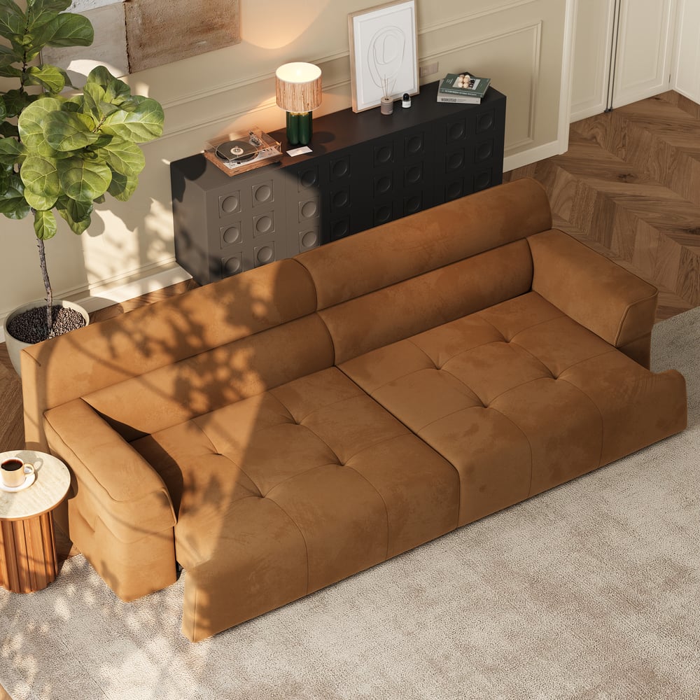 121" 2-Seater Performance Velvet Power Convertible Sleeper Sofa window image
