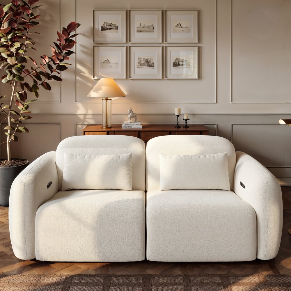 Canapé inclinable électrique zéro gravité en chenille de 227 cm avec oreillers image de fenêtre