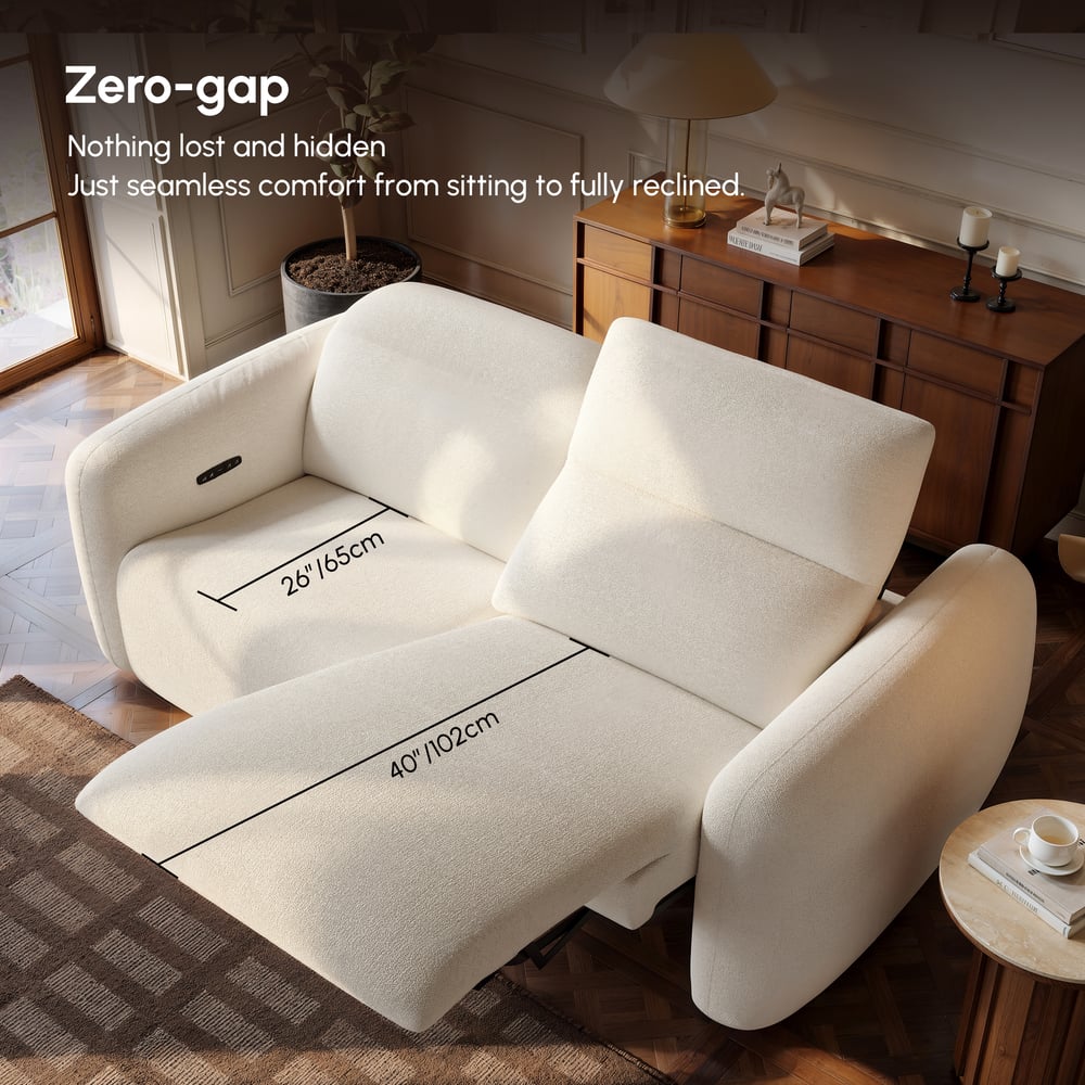 Canapé inclinable électrique zéro gravité en chenille de 227 cm avec oreillers image de fenêtre