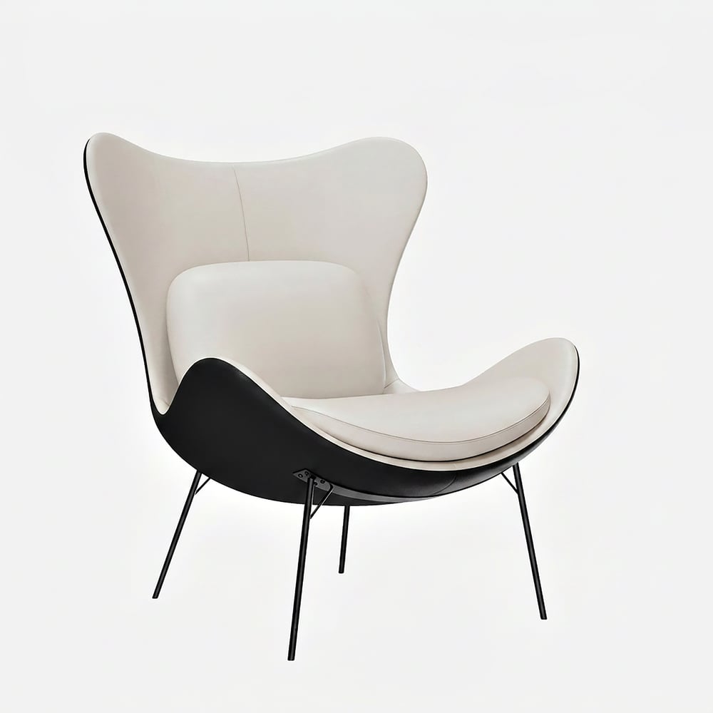 Faux Leather Wingback Slipper Accent Chair with Pillow & Metal Legs window image