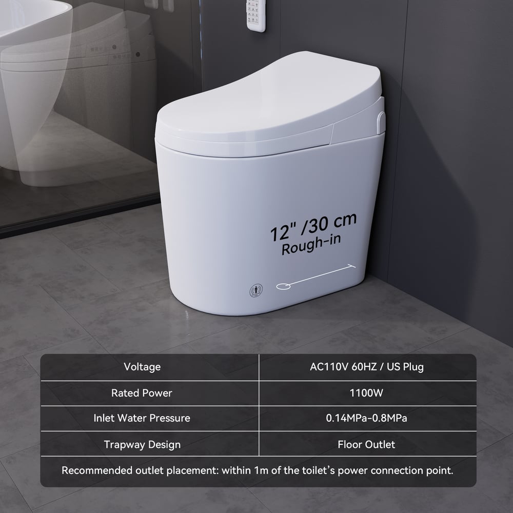 Fitro H1 Set of Two Compact Smart Bidet Toilets with Automatic Flushing weights dimensions image