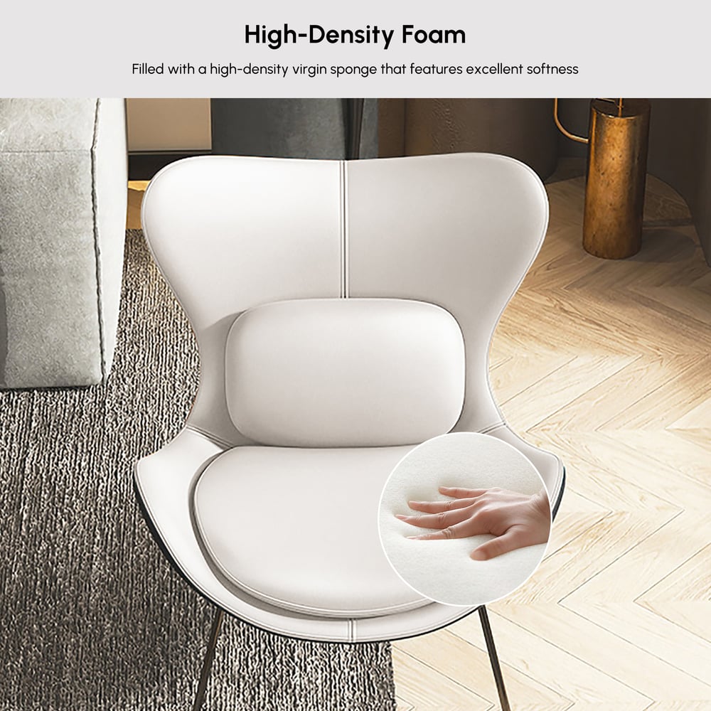 Faux Leather Wingback Slipper Accent Chair with Pillow & Metal Legs window image