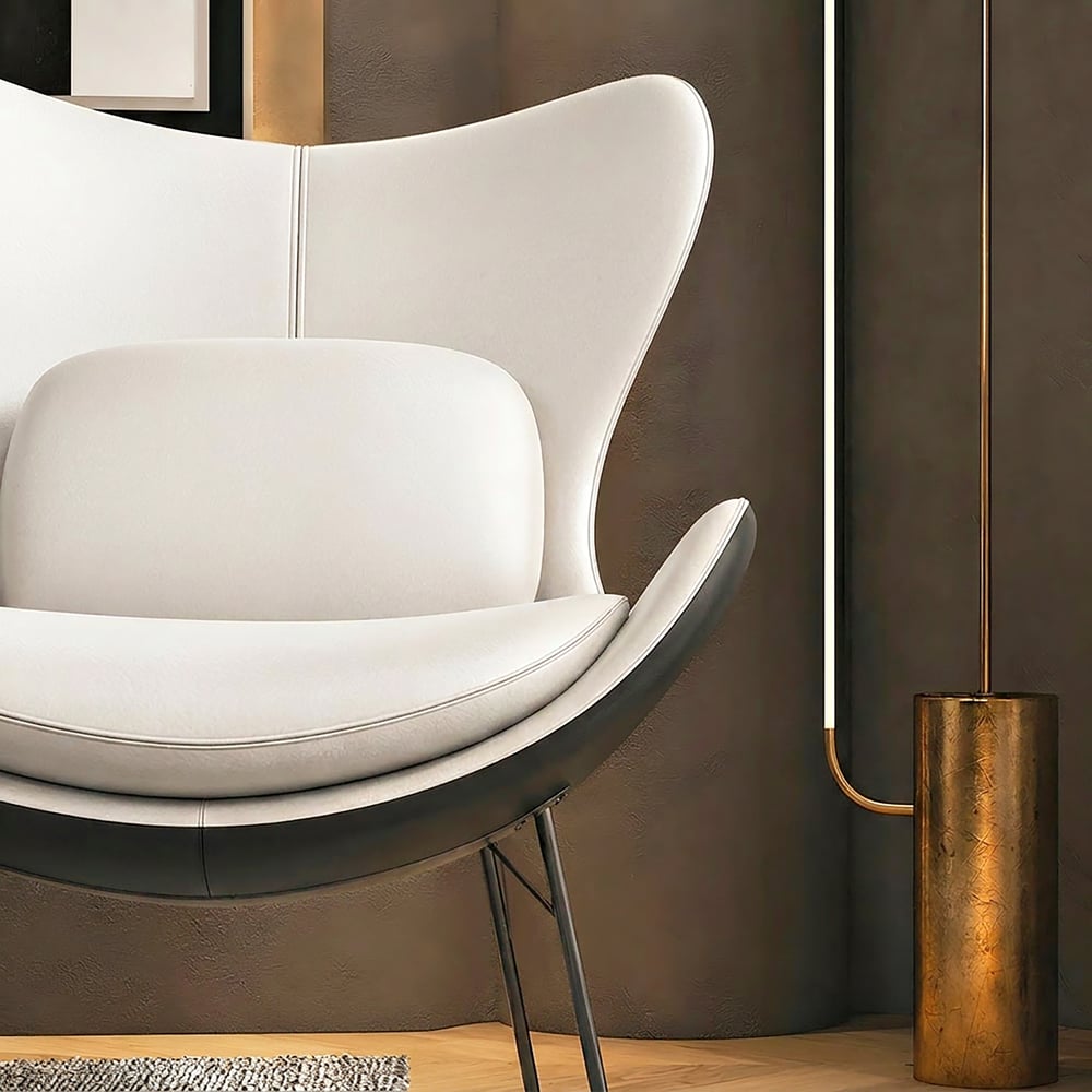 Faux Leather Wingback Slipper Accent Chair with Pillow & Metal Legs window image