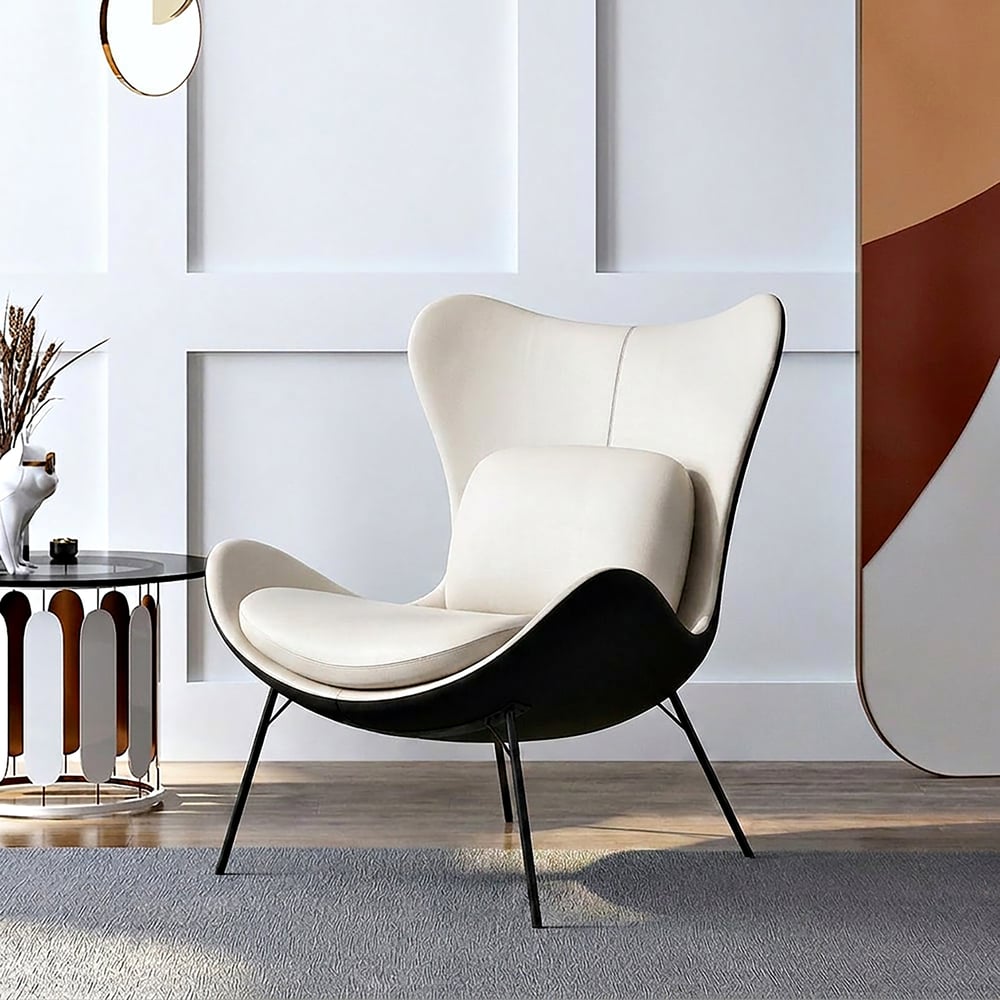 Customer Reviews for Faux Leather Wingback Slipper Accent Chair with Pillow & Metal Legs