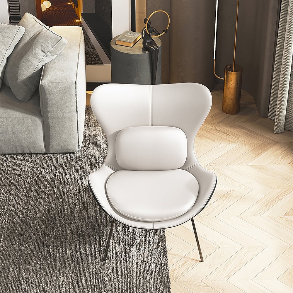 Customer Reviews for Faux Leather Wingback Slipper Accent Chair with Pillow & Metal Legs