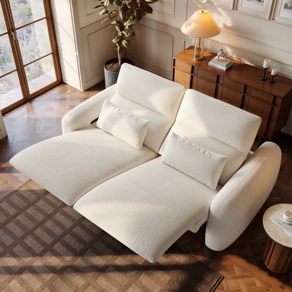 Canapé inclinable électrique zéro gravité en chenille de 227 cm avec oreillers image de fenêtre
