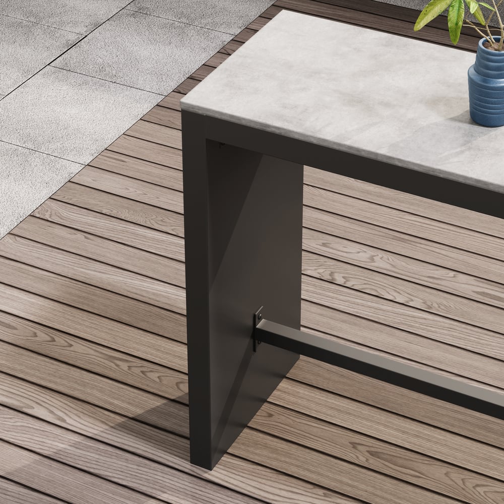 7-Piece Outdoor Sintered Stone & Aluminium Bar Dining Set with 6 Bar Stools in Dark Grey window image