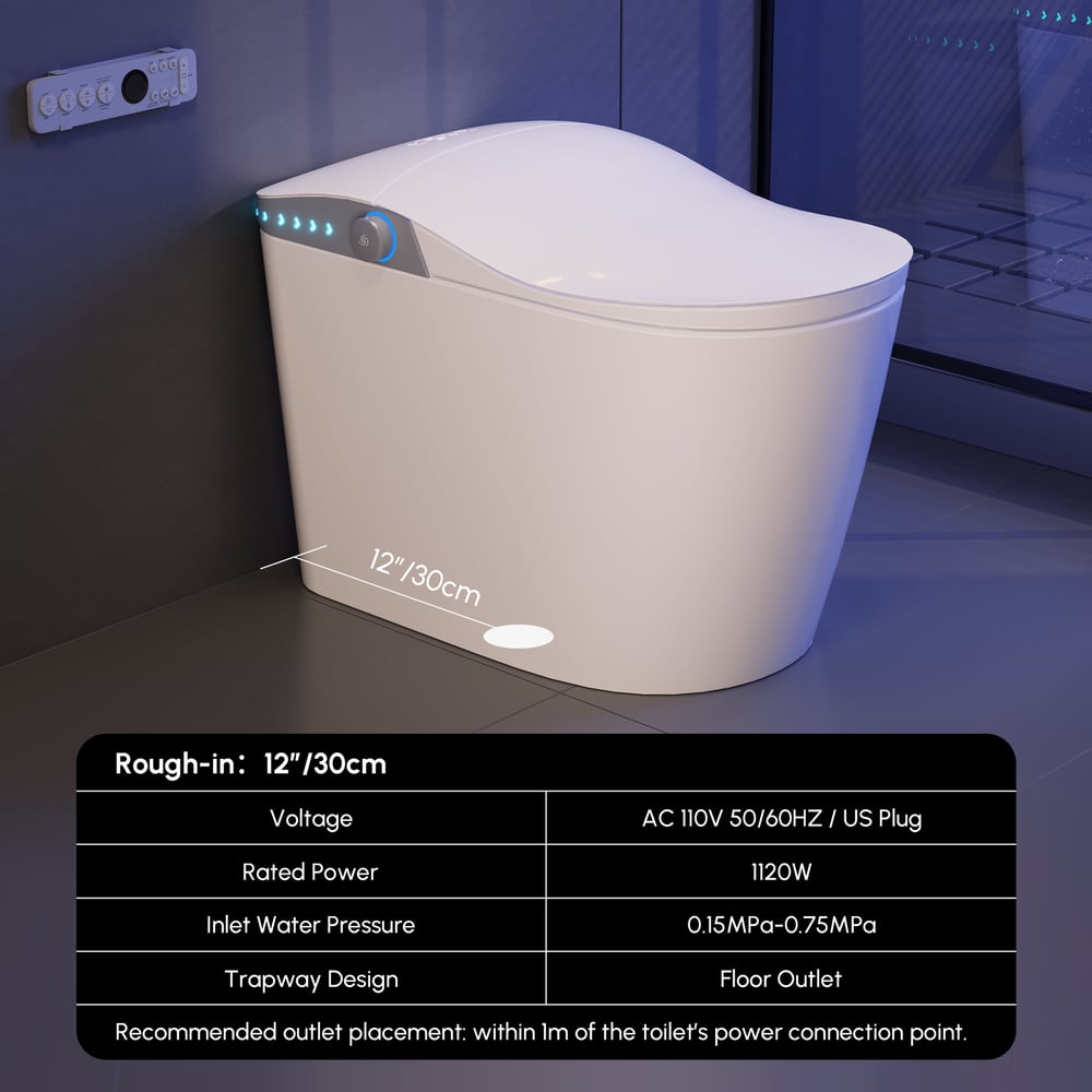 Nexin C3 Smart Bidet Toilet with UV Sterilization, Built-in aromatherapy weights dimensions image
