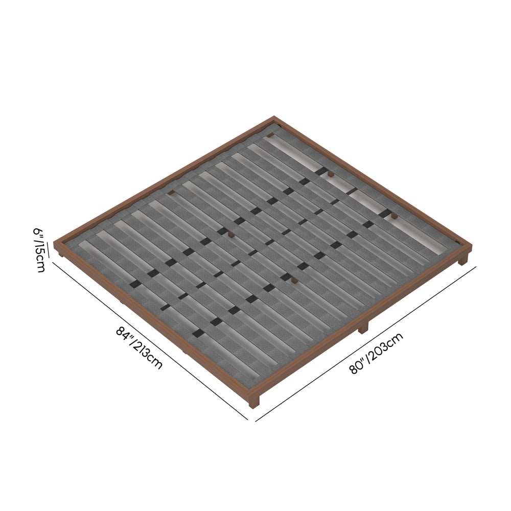 Japanese Style King Floor Wood Bed in Walnut weights dimensions image