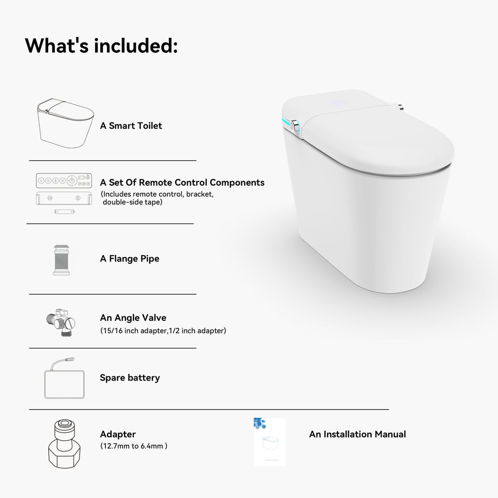 Glowin K3 eendelig verlengd smart toilet met ingebouwd reservoir, aromatherapie en 5L spoeling Vensterafbeelding