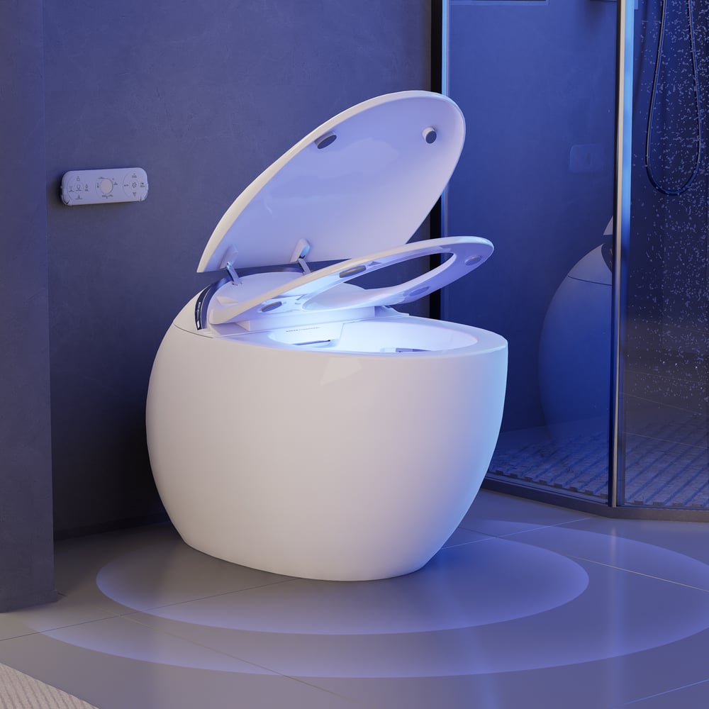 Oluxe G3 Egg-Shape Automatic Smart Bidet Toilet with Built-in Tank, Dual Flush 1.32/1.58 GPF window image