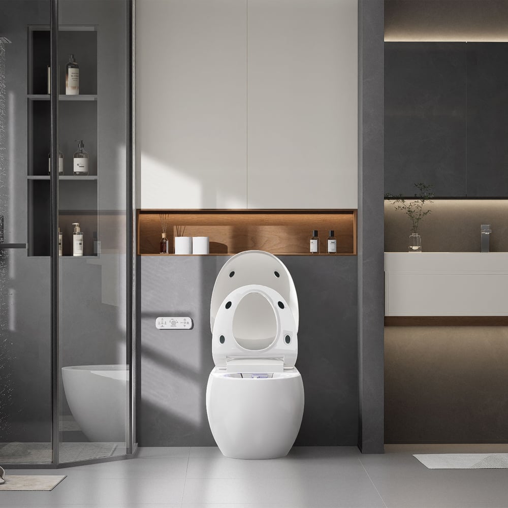 Oluxe G3 Egg-Shape Automatic Smart Bidet Toilet with Built-in Tank, Dual Flush 1.32/1.58 GPF window image