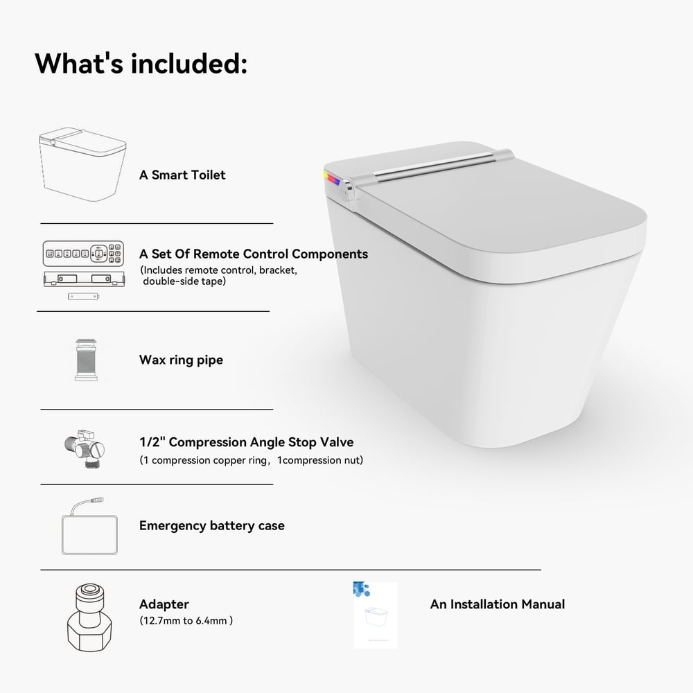 Toilette intelligente allongée automatique monobloc avec réservoir intégré et aromathérapie image de fenêtre