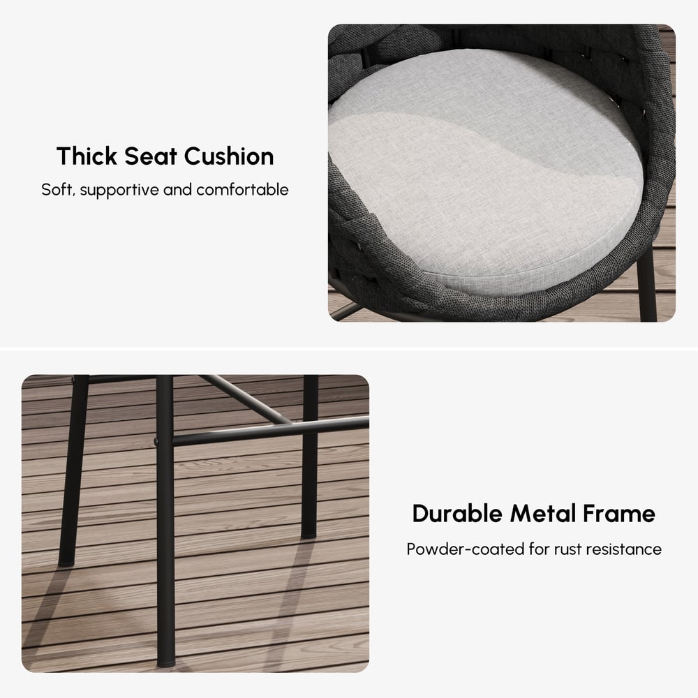 7-Piece Outdoor Sintered Stone & Aluminium Bar Dining Set with 6 Bar Stools in Dark Grey window image