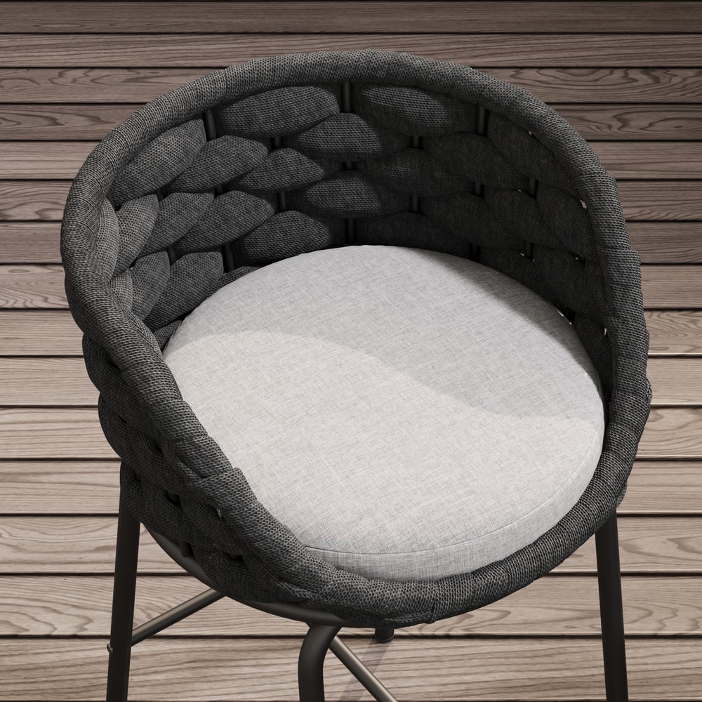 7-Piece Outdoor Sintered Stone & Aluminium Bar Dining Set with 6 Bar Stools in Dark Grey window image