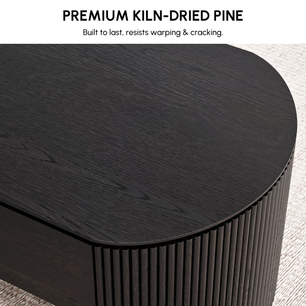 Mesa de café moderna oval preta de 1200 mm com tampo elevatório de meados do século Imagem da janela
