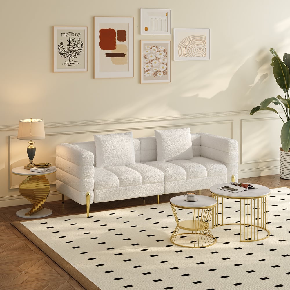 Table d'appoint ronde moderne 50 cm en marbre artificiel blanc image de fenêtre
